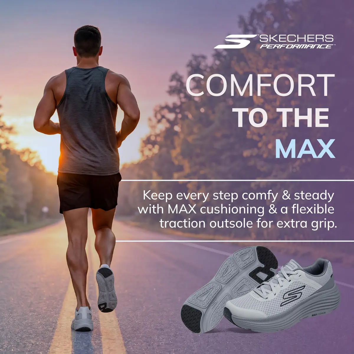 Skechers Max Cushioning Endeavour Sneaker, Gray, US 9 | Lightweight Comfort for Men - view 2