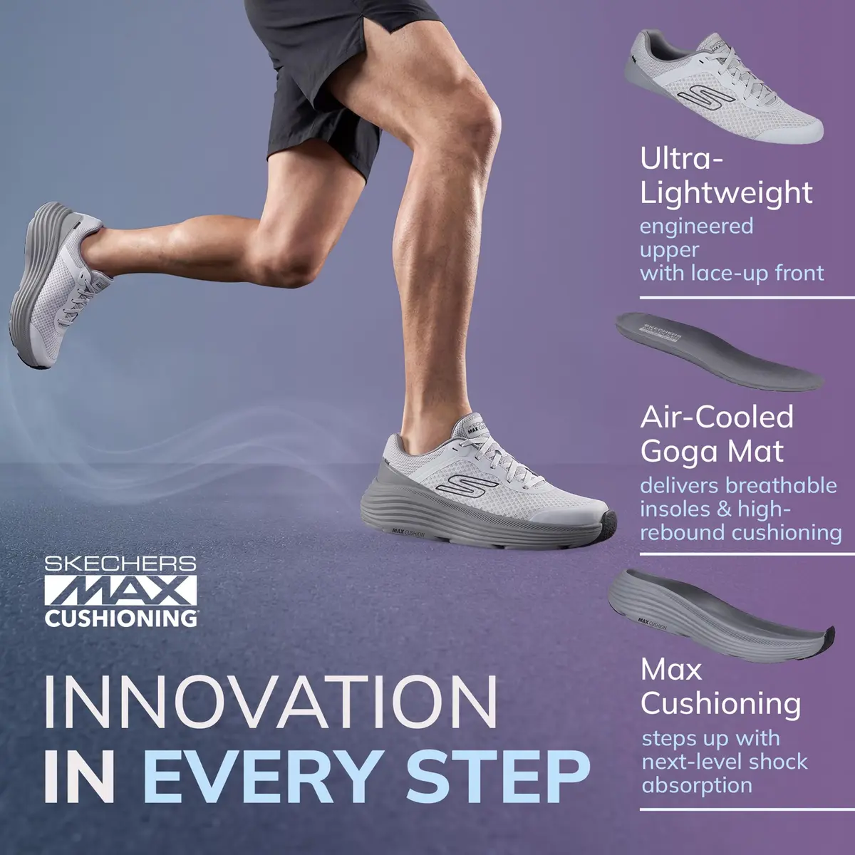 Skechers Max Cushioning Endeavour Sneaker, Gray, US 9 | Lightweight Comfort for Men - view 4