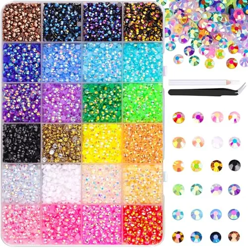 TINKRSTUFF Resin Rhinestones for Bedazzling, 18000Pcs 4mm Multicolor Flatback Gems with B7000 Glue | Craft Bead - main product image