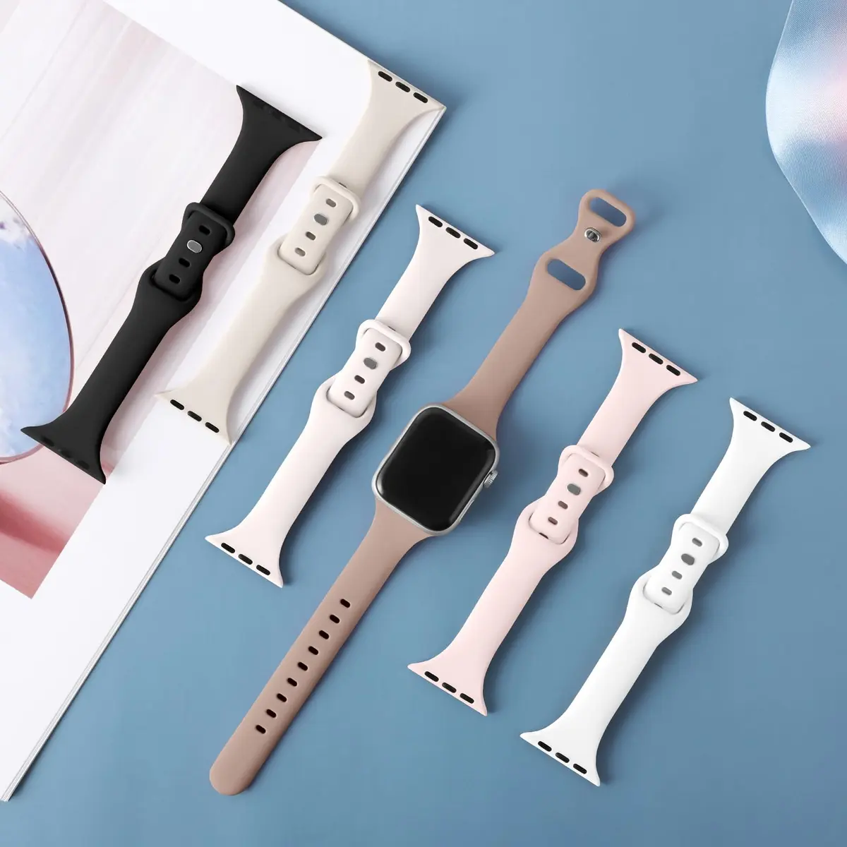 Eilesuny 6 Pack Slim Thin Silicone Watch Bands for Apple Watch 38mm-49mm | Water-Resistant & Breathable - view 2