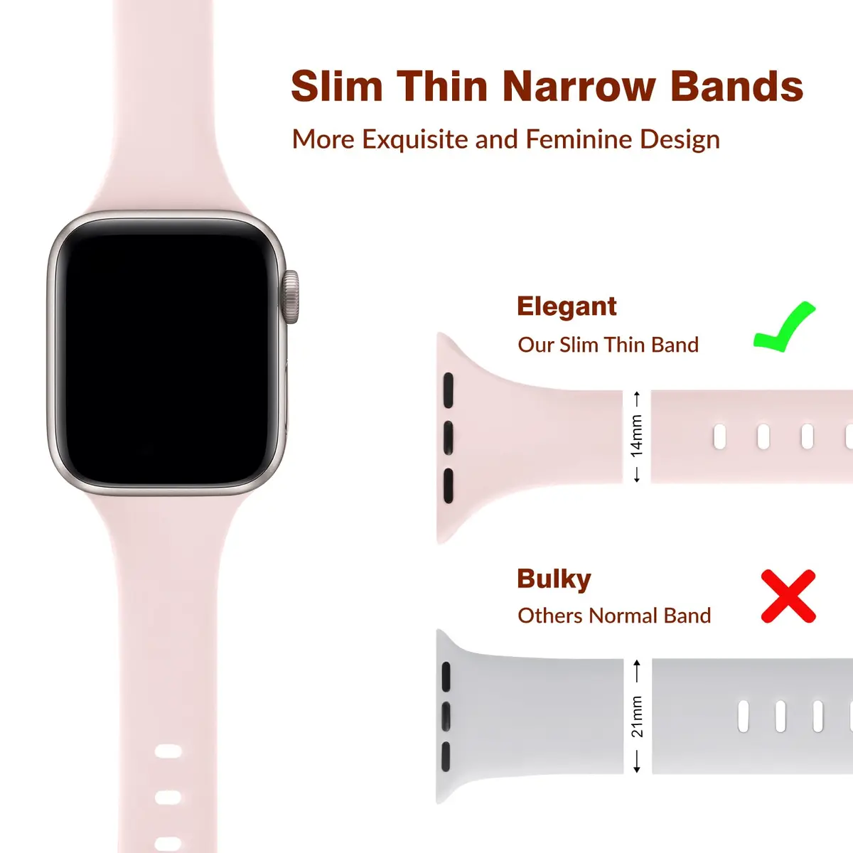 Eilesuny 6 Pack Slim Thin Silicone Watch Bands for Apple Watch 38mm-49mm | Water-Resistant & Breathable - view 3