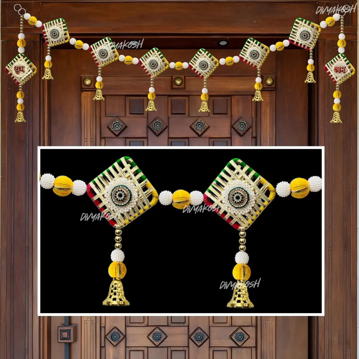 Divyakosh Multicolor Toran/Bandanwar with Side Hanging, 96.5 cm (38 Inch) | Authentic Indian Artisan Craftsmanship - view 2