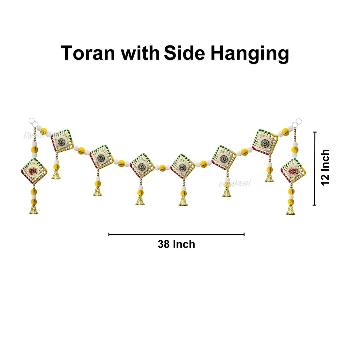 Divyakosh Multicolor Toran/Bandanwar with Side Hanging, 96.5 cm (38 Inch) | Authentic Indian Artisan Craftsmanship - view 3