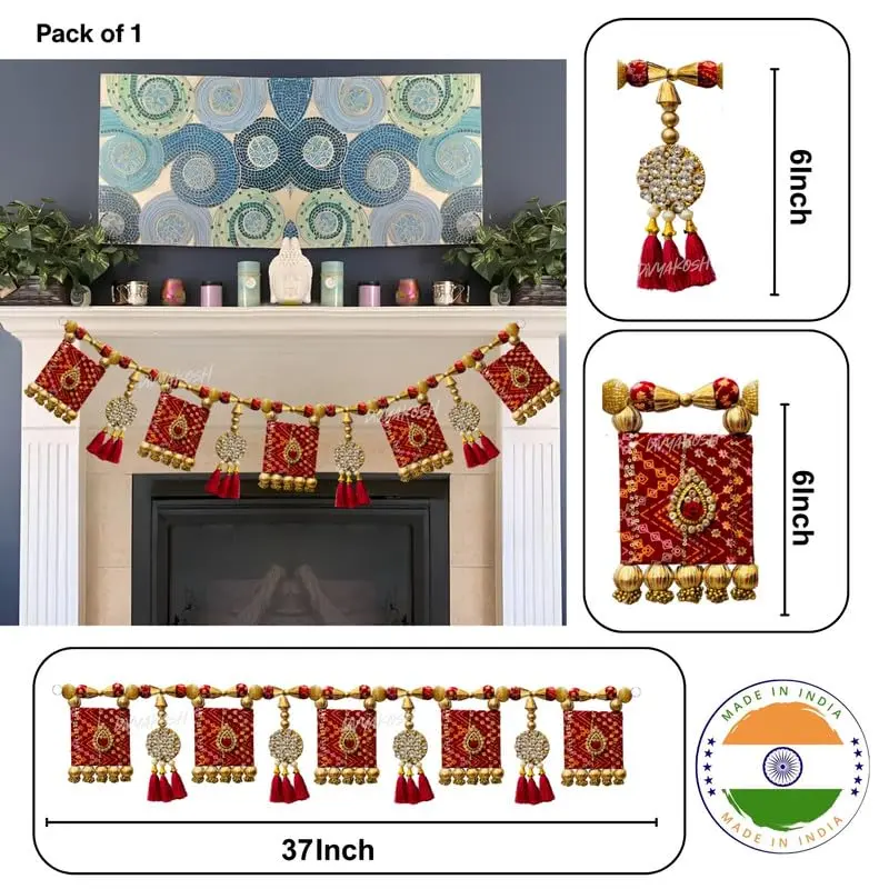 Divyakosh Traditional Door Toran Hanging 96.5 cm (38 Inch) | Multicolor Fabric Festival Welcome - view 14