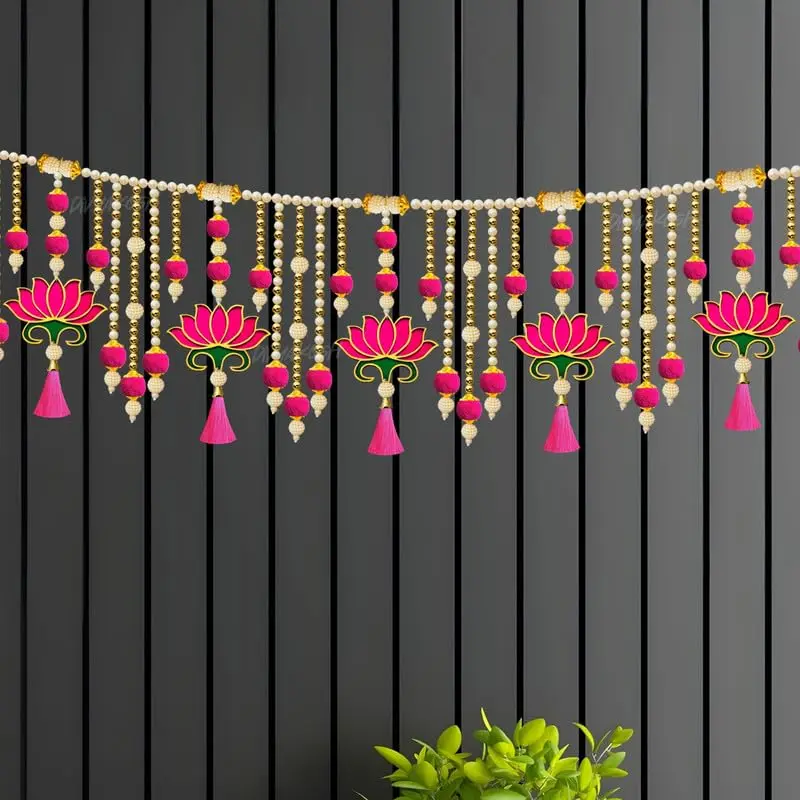 Divyakosh Lotus Toran Door Hanging 97 cm (38 Inch) | Authentic Indian Artisan Craftsmanship - view 2