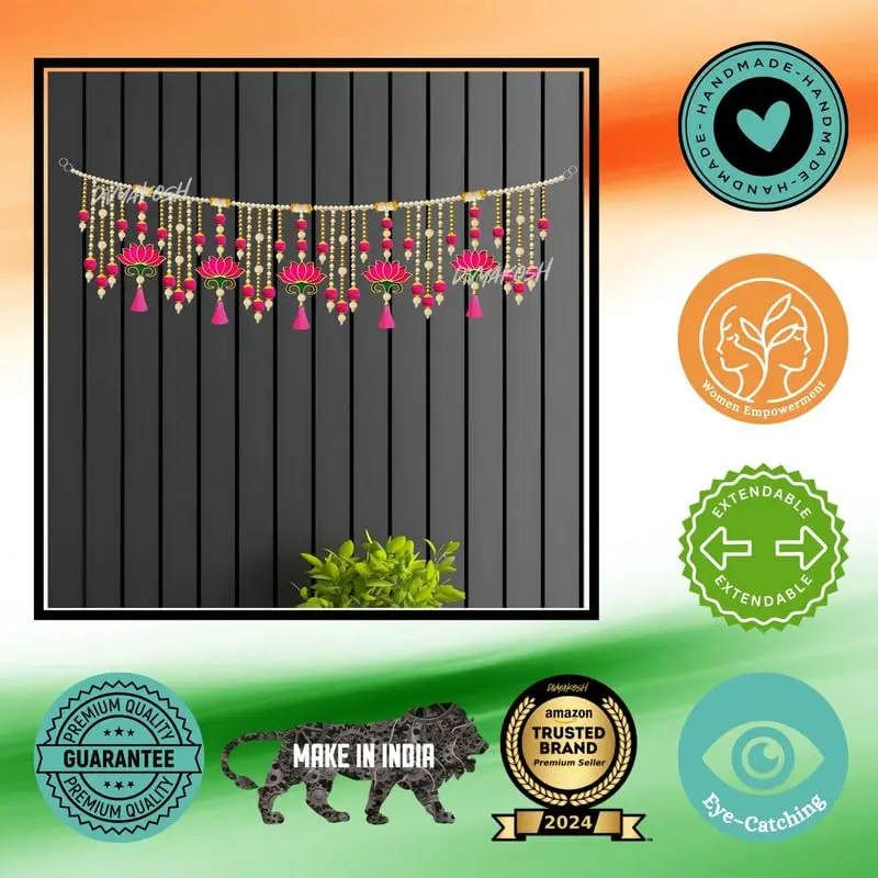 Divyakosh Lotus Toran Door Hanging 97 cm (38 Inch) | Authentic Indian Artisan Craftsmanship - view 11