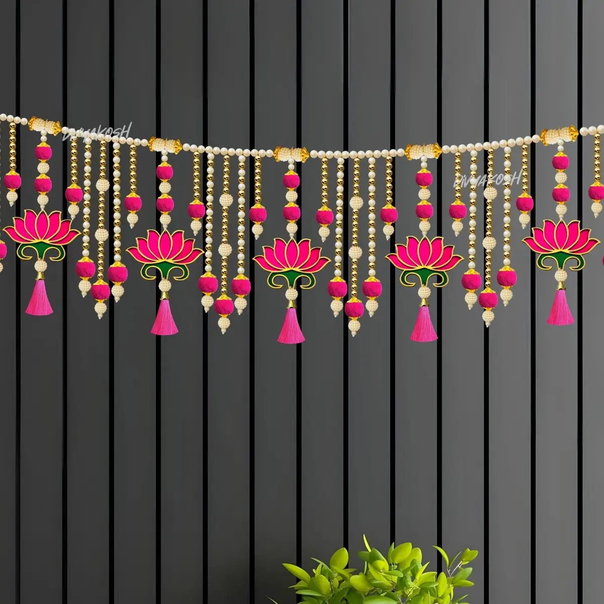 Divyakosh Lotus Toran Door Hanging 97 cm (38 Inch) | Authentic Indian Artisan Craftsmanship - view 12
