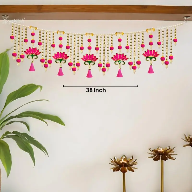 Divyakosh Lotus Toran Door Hanging 97 cm (38 Inch) | Authentic Indian Artisan Craftsmanship - view 6