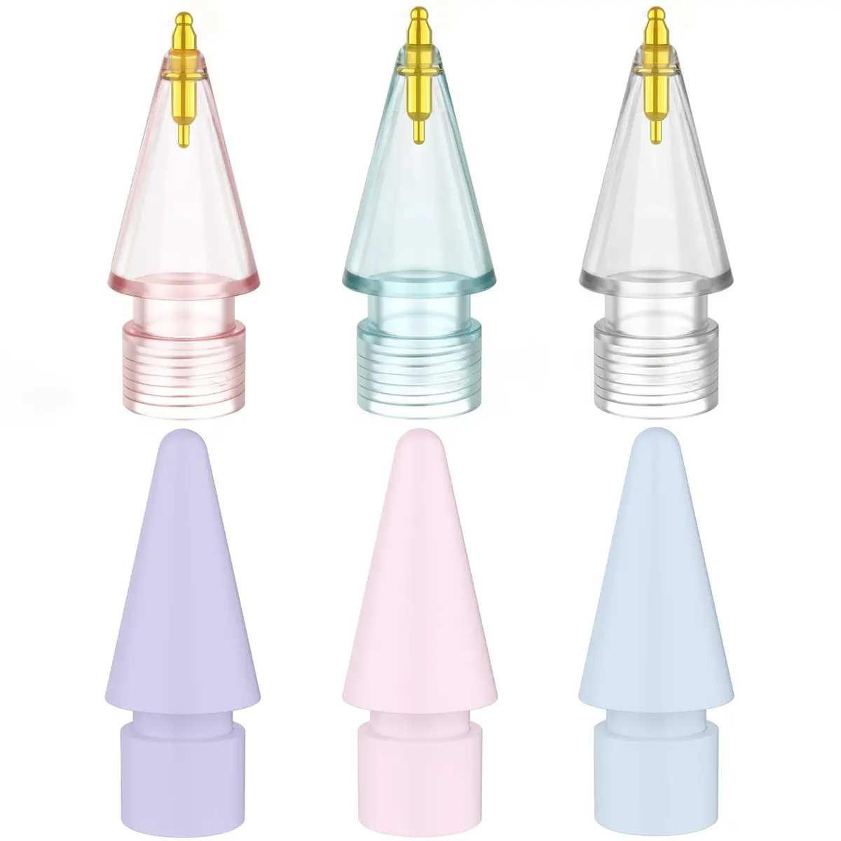 FAFALITHIC Gourd-Shaped Fine Point Replacement Tips for Apple Pencil 1st/2nd Gen, USB-C, Pro | 6-Pack Metal Nibs with Storage Case - main product image