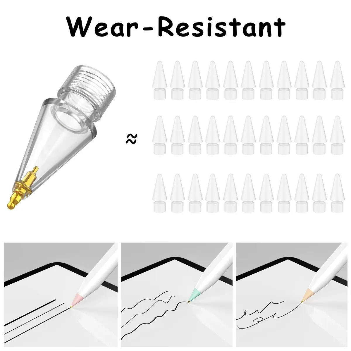 FAFALITHIC Gourd-Shaped Fine Point Replacement Tips for Apple Pencil 6-Pack | Sensitive & Smooth Writing - view 4