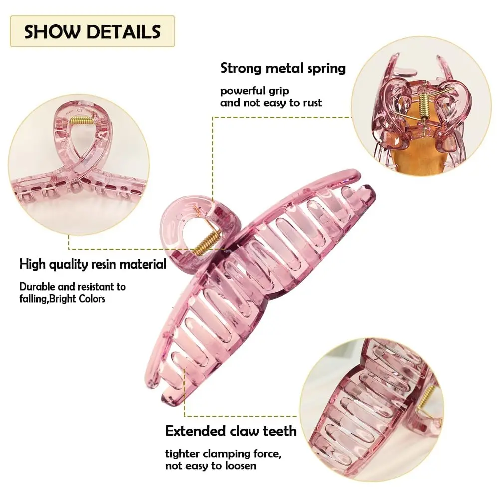 Akshetri Multicolor Large Hair Claw Clips (4 Pack) | Strong Hold for Thick & Long Hair - view 6