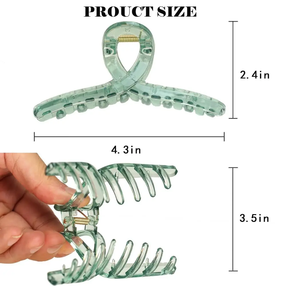 Akshetri Multicolor Large Hair Claw Clips (4 Pack) | Strong Hold for Thick & Long Hair - view 3