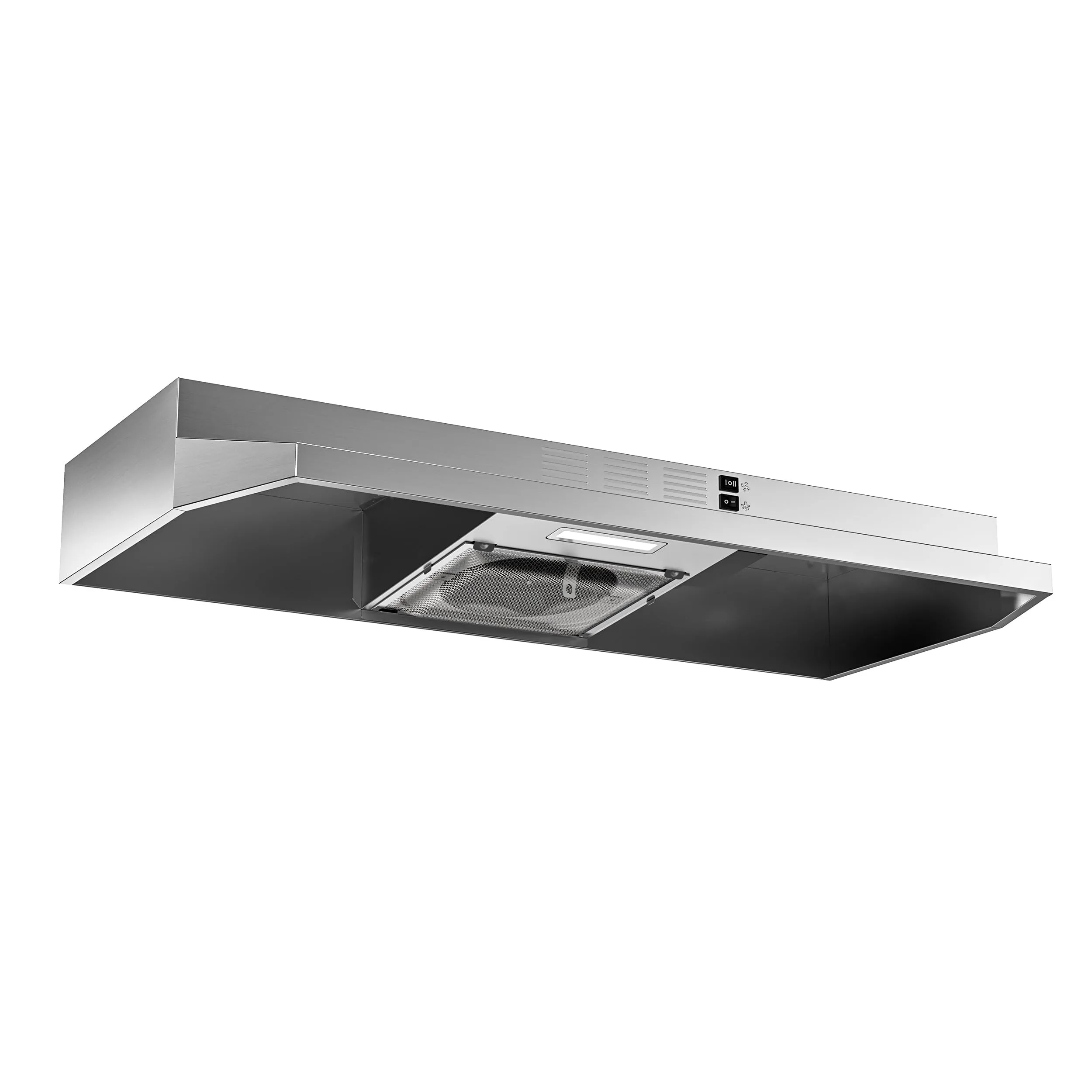 FIREGAS 36 Inch Under Cabinet Range Hood, Ducted/Ductless Convertible, Stainless Steel with LED Light & 2-Speed Fan - main product image