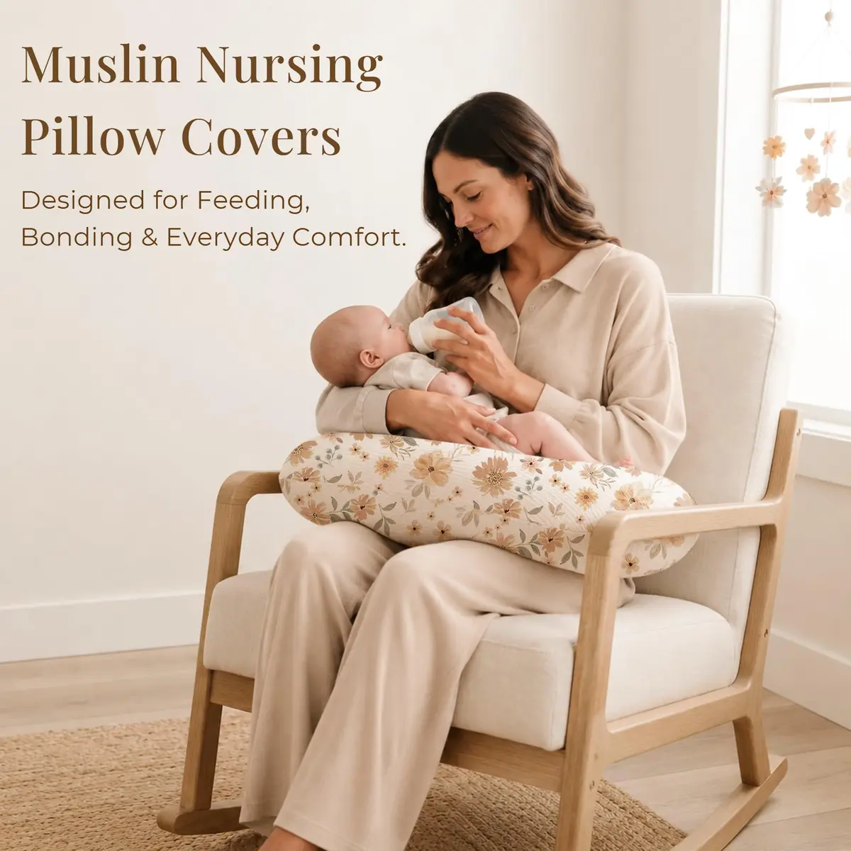 Konssy 2-Pack Muslin Nursing Pillow Covers 63.5cm x 45.7cm | Soft Cotton Slipcovers for Baby - view 5
