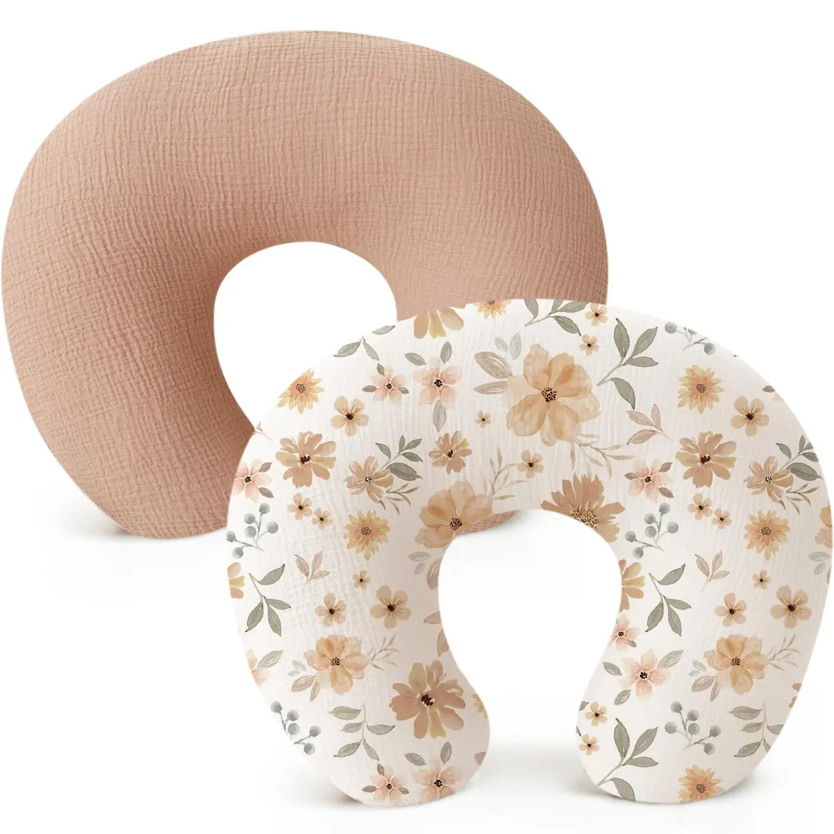 Konssy 2-Pack Muslin Nursing Pillow Covers 63.5cm x 45.7cm | Soft Cotton Slipcovers for Baby - main product image