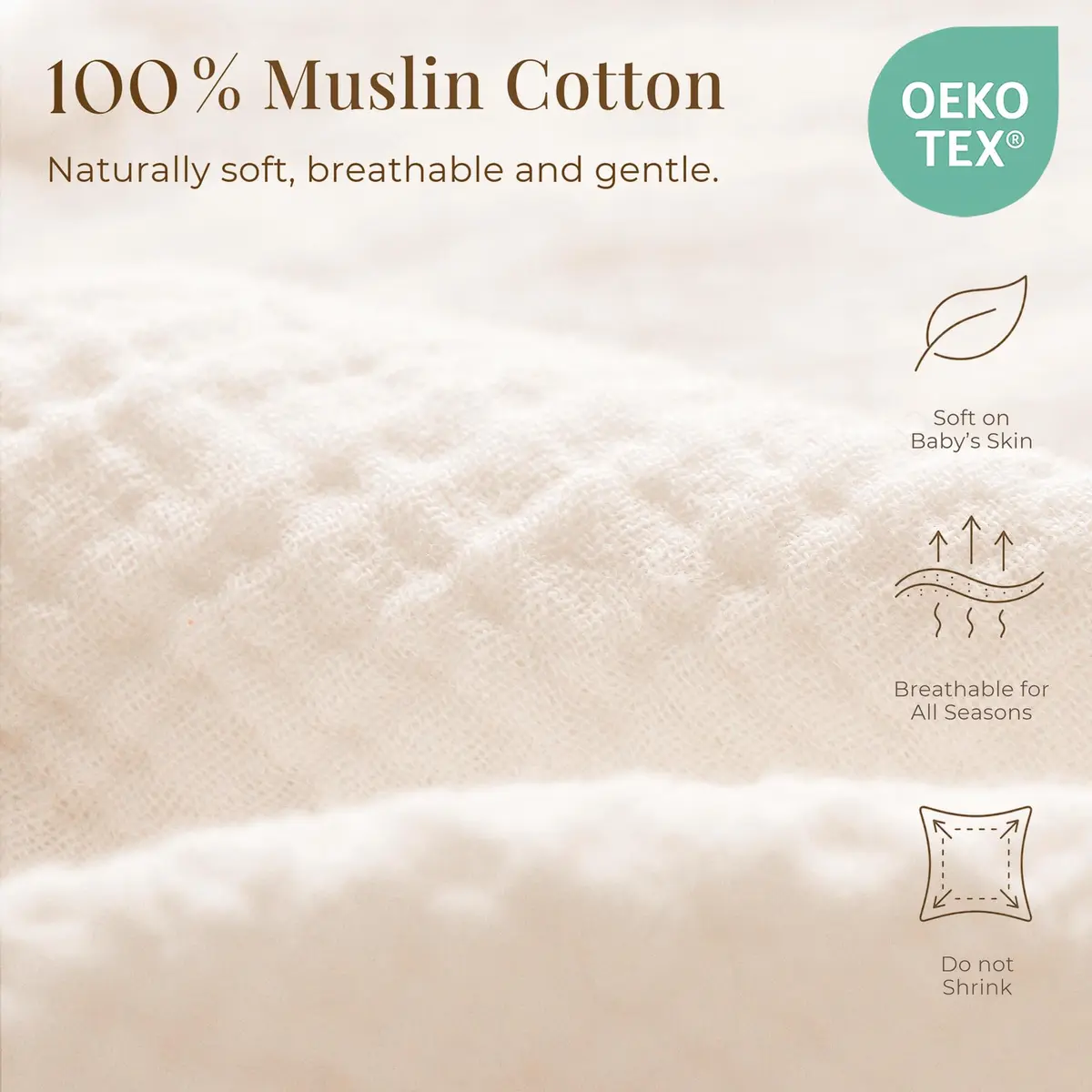 Konssy 2-Pack Muslin Nursing Pillow Covers 63.5cm x 45.7cm | Soft Cotton Slipcovers for Baby - view 2