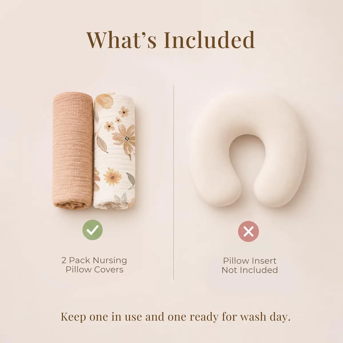 Konssy 2-Pack Muslin Nursing Pillow Covers 63.5cm x 45.7cm | Soft Cotton Slipcovers for Baby - view 3