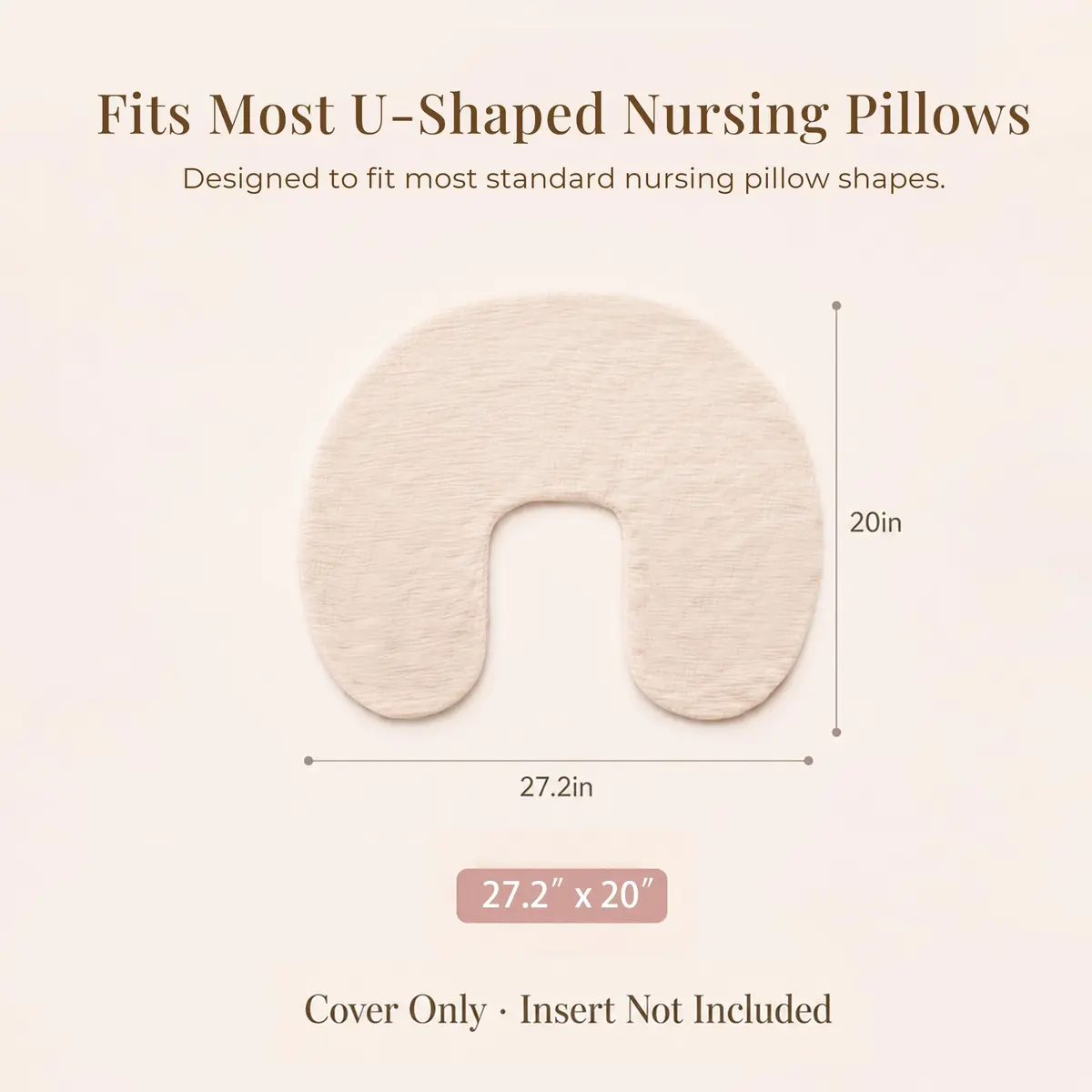 Konssy Muslin Nursing Pillow Covers - 2 Pack, Cream Soft Cotton Slipcover for Baby | 63.5 x 45.7 cm (25 x 18 inches) - view 4