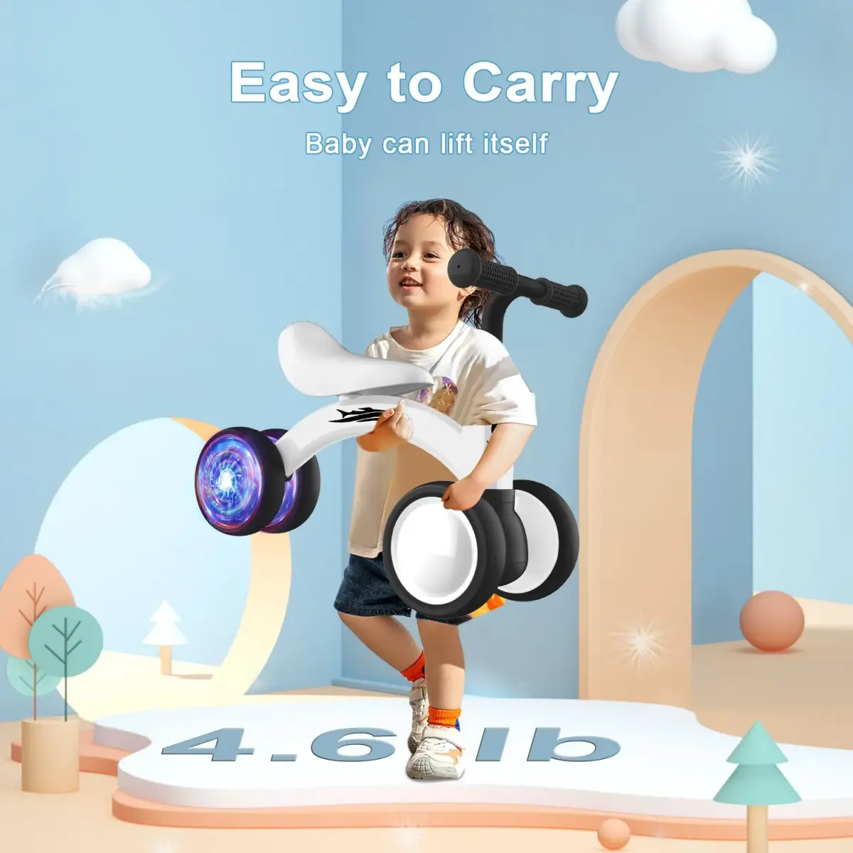 Gamfeiny Colorful Lighting Baby Balance Bike | 10-36 Months Toddler First Riding Toy - view 4