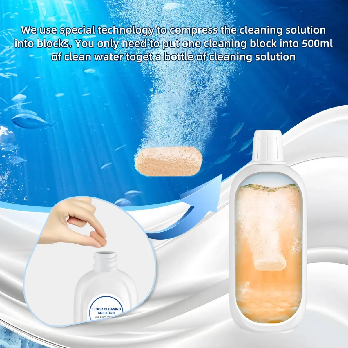 Nukisa Orange Scent Cleaning Solution Blocks 527c9f | 1660 ml (56.1 fl oz) | For Tineco Vacuums - view 2