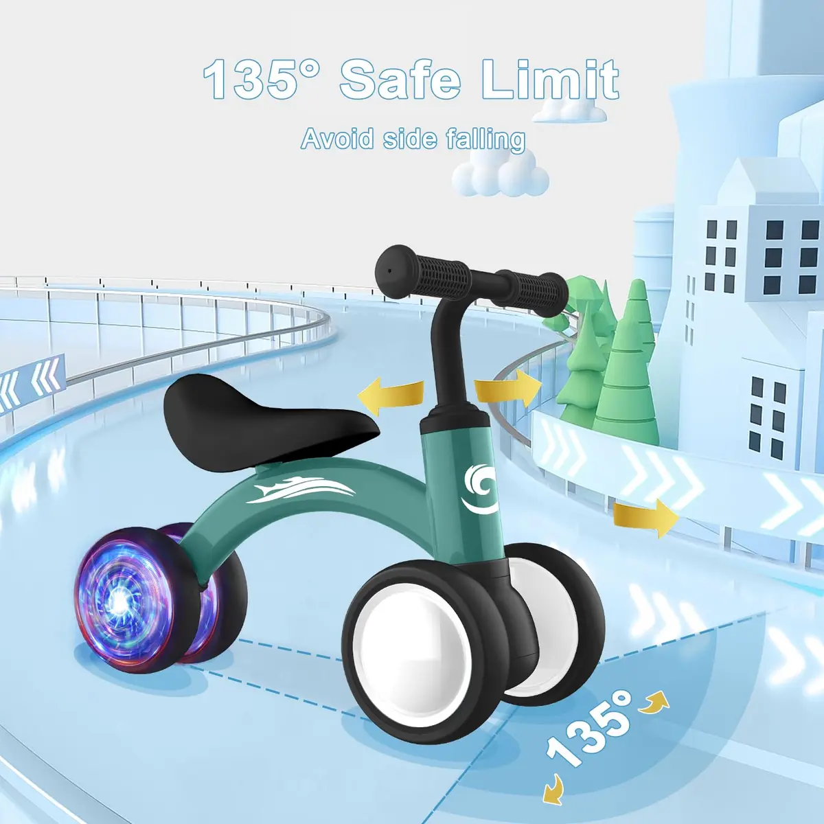 Gamfeiny Colorful Lighting Baby Balance Bike Toys for 1 Year Old Boy Girl Gifts, 10-36 Month Toddler Balance Bike, No Pedal 4 Silence Wheels & Soft Seat, 2.49 kg (5.5 lb) - view 5