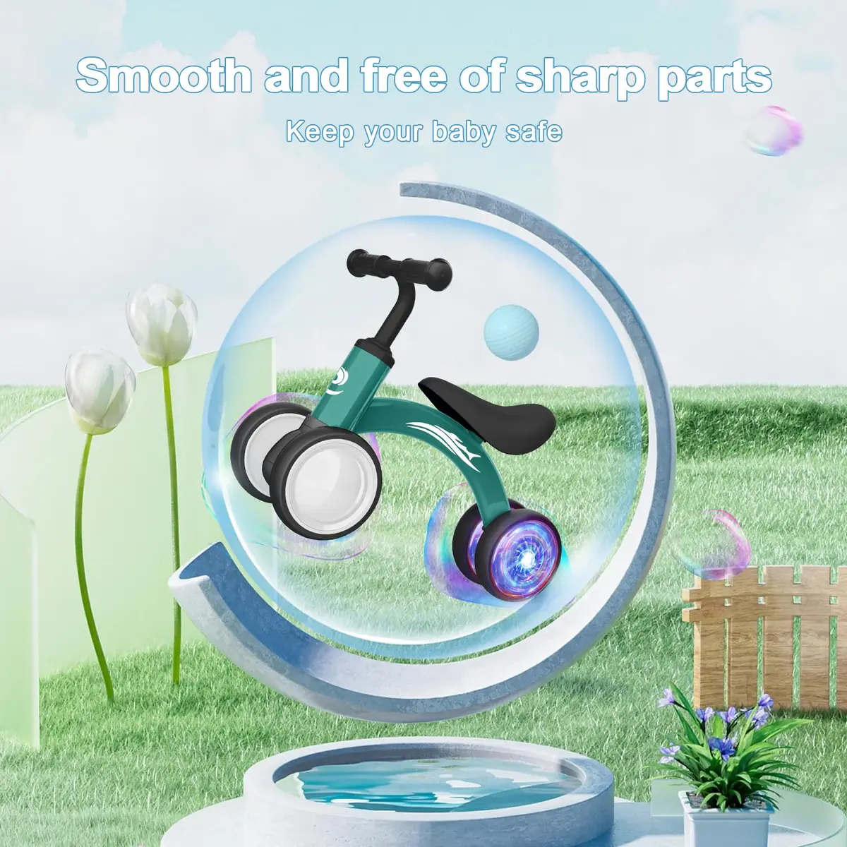 Gamfeiny Colorful Lighting Baby Balance Bike Toys for 1 Year Old Boy Girl Gifts, 10-36 Month Toddler Balance Bike, No Pedal 4 Silence Wheels & Soft Seat, 2.49 kg (5.5 lb) - view 6