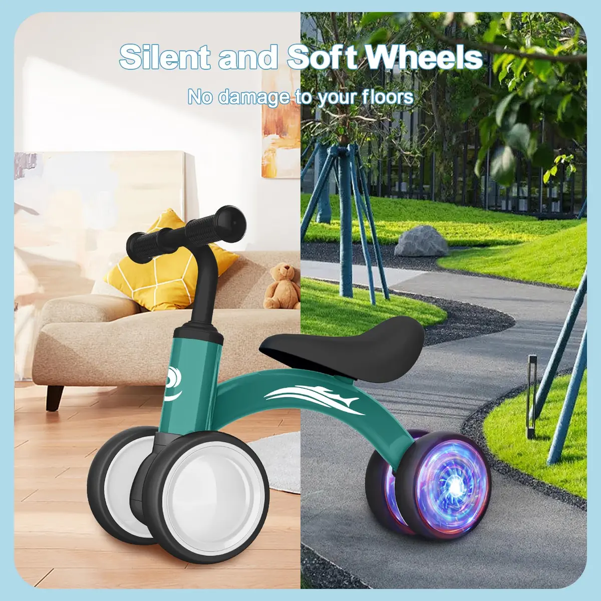 Gamfeiny Colorful Lighting Baby Balance Bike Toys for 1 Year Old Boy Girl Gifts, 10-36 Month Toddler Balance Bike, No Pedal 4 Silence Wheels & Soft Seat, 2.49 kg (5.5 lb) - view 7