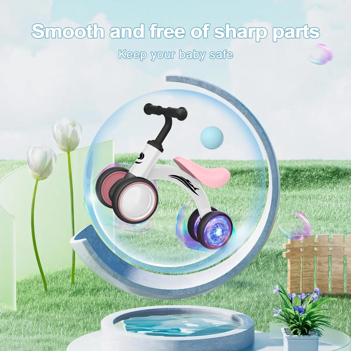 Gamfeiny Colorful Lighting Baby Balance Bike Toys for 1 Year Old Girl Gifts, 10-36 Month Toddler Balance Bike, 2.42 kg (4.6 lb) | No Pedal 4 Silence Wheels & Soft Seat - view 5
