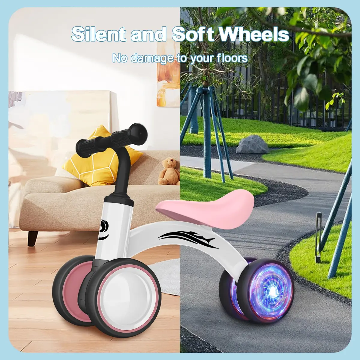 Gamfeiny Colorful Lighting Baby Balance Bike Toys for 1 Year Old Girl Gifts, 10-36 Month Toddler Balance Bike, 2.42 kg (4.6 lb) | No Pedal 4 Silence Wheels & Soft Seat - view 6
