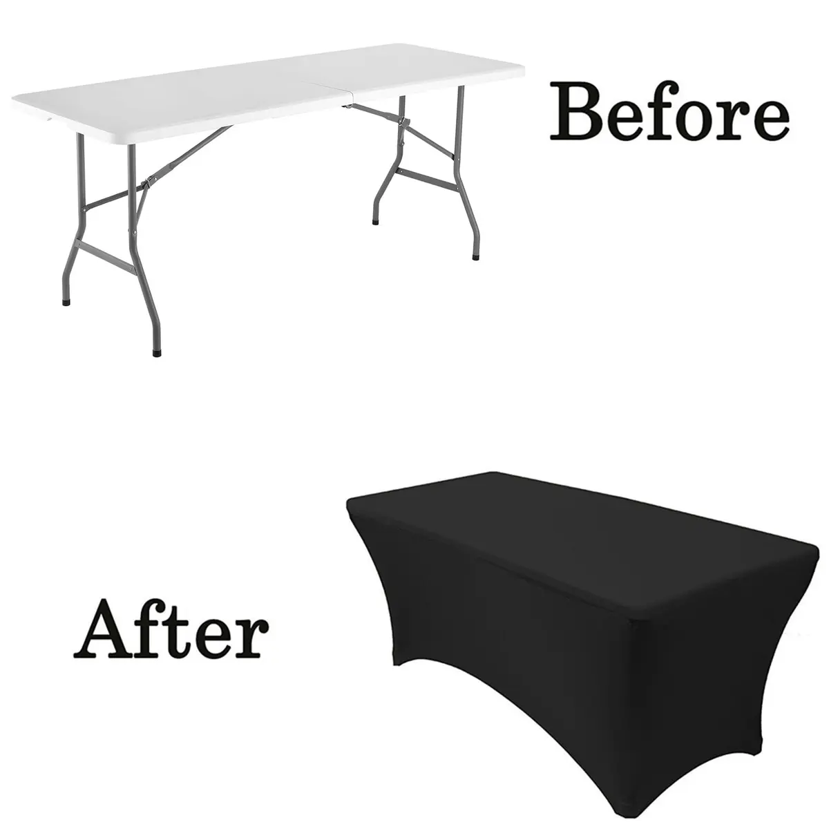 WGCTEK Folding Table 6ft | Portable Fold-in-Half Utility Table with Cloth for Party, Camping, Picnic, Banquet, Card, Wedding, Kitchen, BBQ - White - view 3