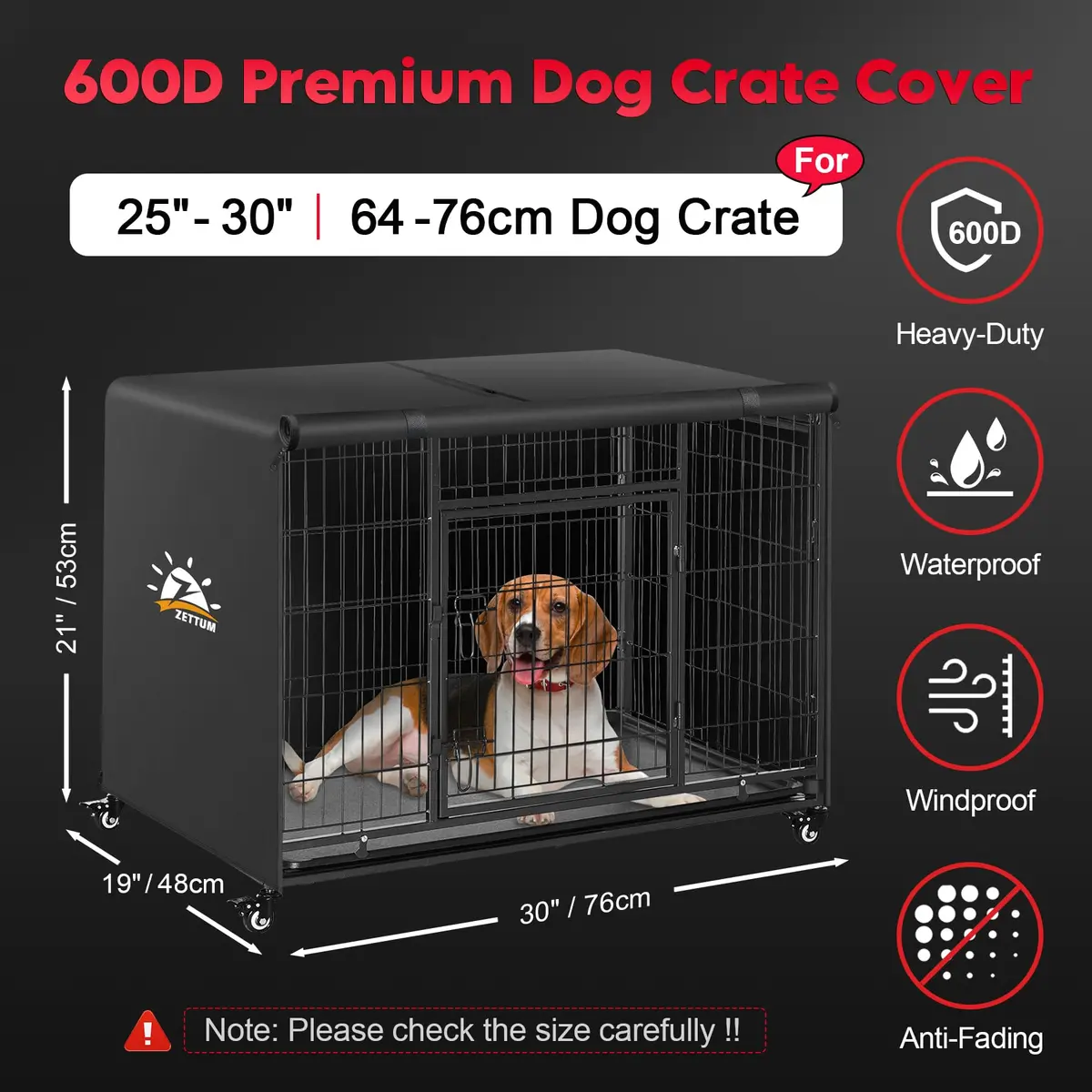 Zettum Dog Crate Cover 30 Inch | Waterproof Heavy Duty Kennel Cover for Small Dogs - view 2