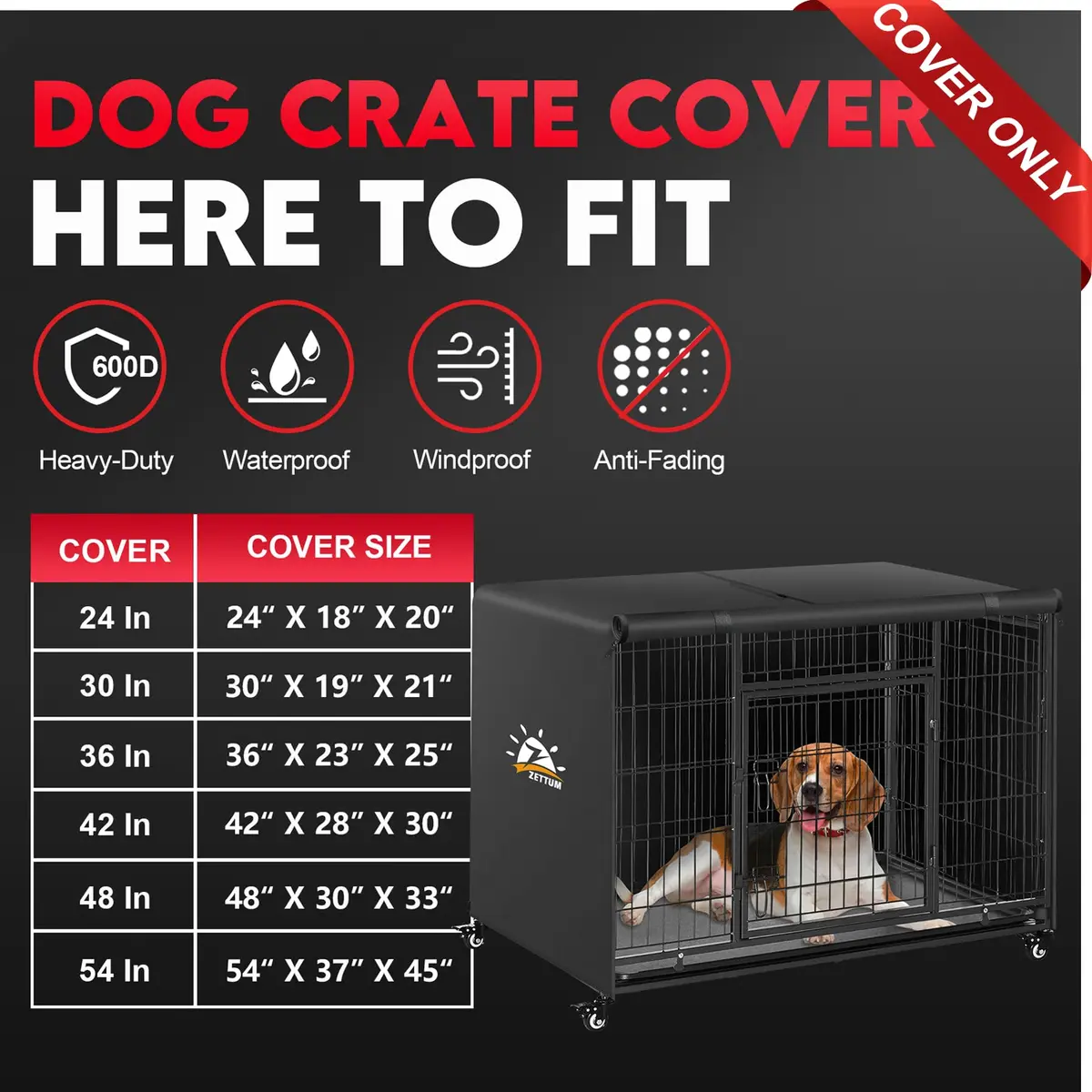 Zettum Dog Crate Cover 48 Inch | Waterproof Heavy Duty Kennel Cover for Medium Dogs - view 3