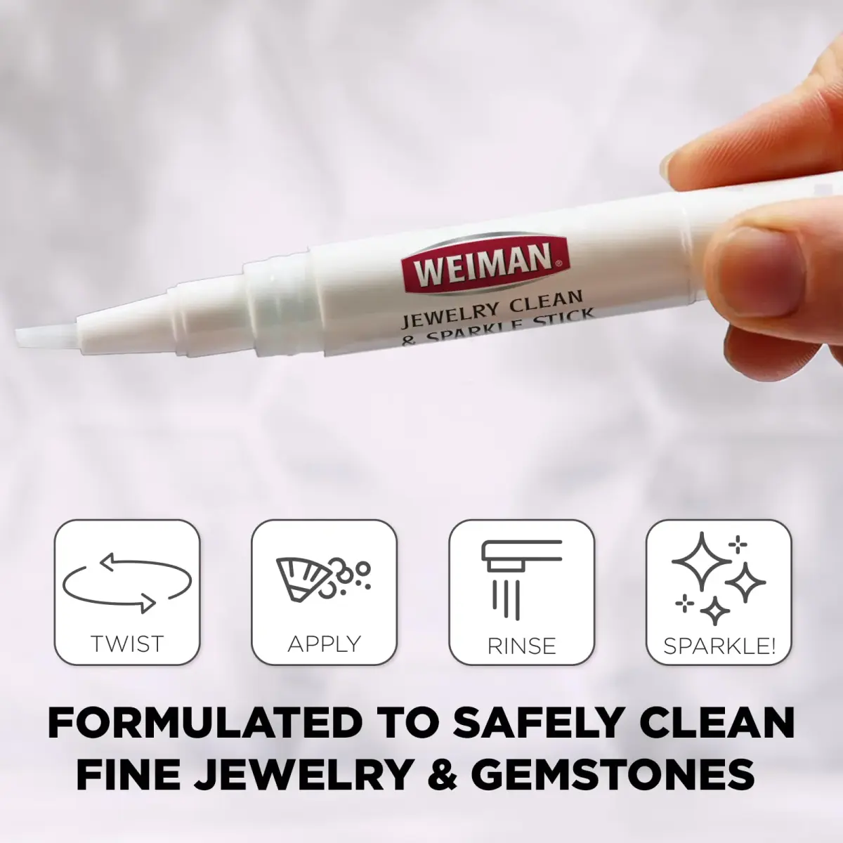 Weiman Jewelry Cleaner & Sparkle Stick - Portable On-The-Go Cleaning for Diamond Engagement Rings, Wedding Rings, Gemstones, Necklaces, Earrings, Bracelets (1-Pack) - view 2