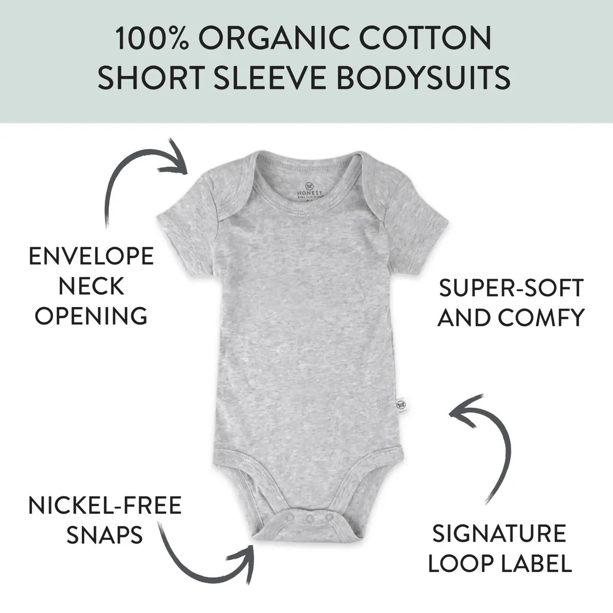 HonestBaby 5-Pack Organic Cotton Short Sleeve Bodysuits for Infant Baby Boys, Natural Ombre, 3-6 Months | Breathable & Gentle - view 2