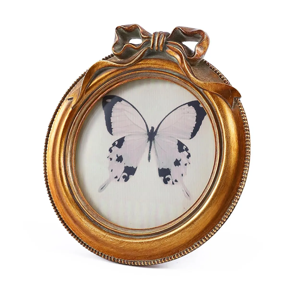 SIKOO Vintage Picture Frame 4x4 Round | Antique Bronze Gold Wall & Tabletop Decor - view 7