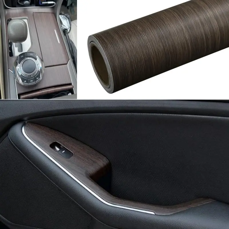 GreceYou Wood Grain Vinyl Wrap Sticker Decal for Cars & Furniture 40x100cm (15.7x39.4in) | Matte Coffee-Oak Finish - view 4