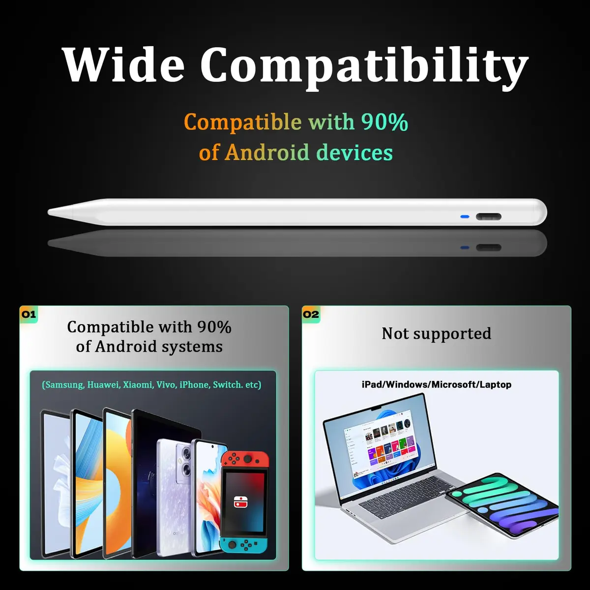 CMARS Stylus Pen for Android/Samsung A11+/A9+ | Double Tap, USB-C Charge, Magnetic Tips - view 2