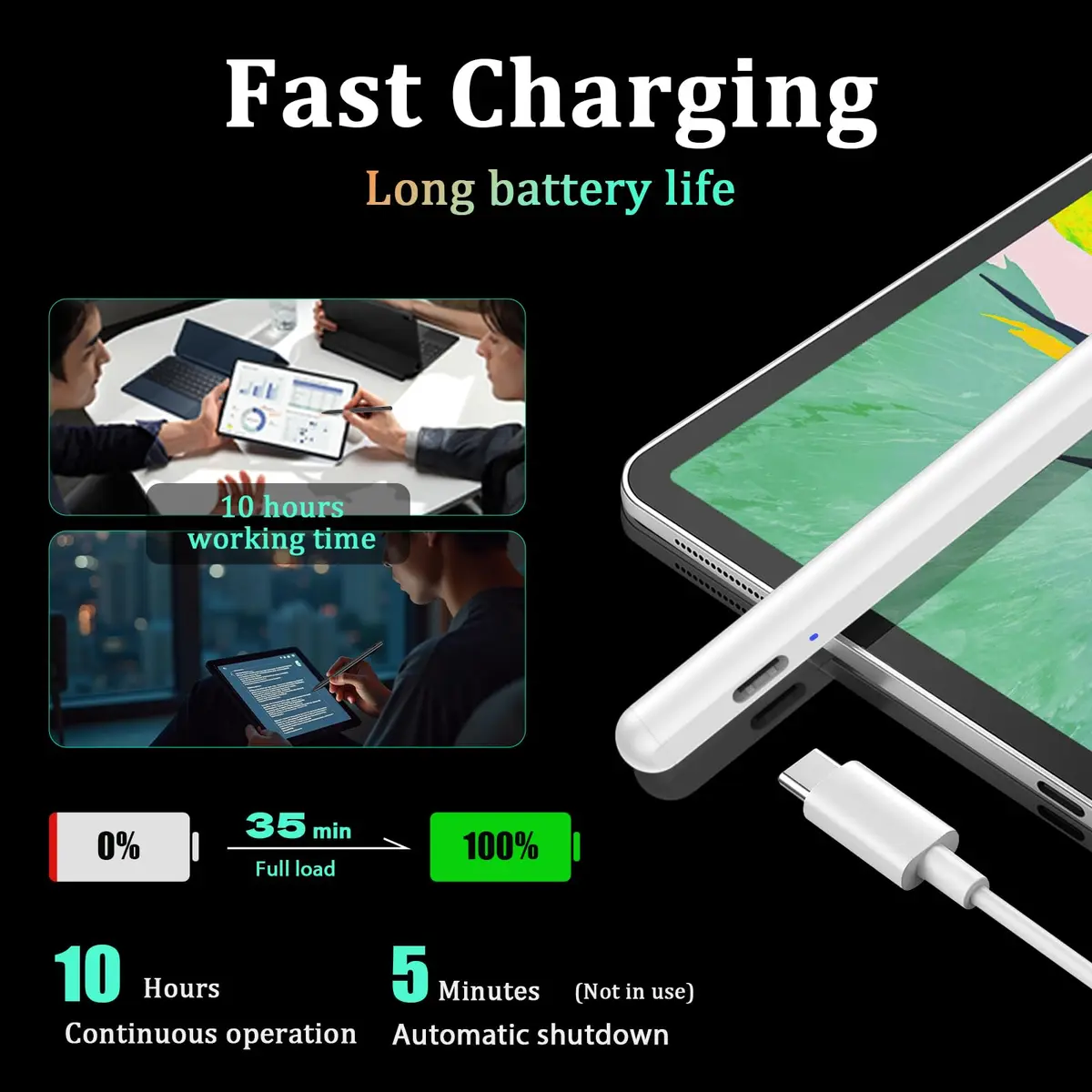 CMARS Stylus Pen for Android/Samsung A11+/A9+ | Double Tap, USB-C Charge, Magnetic Tips - view 3