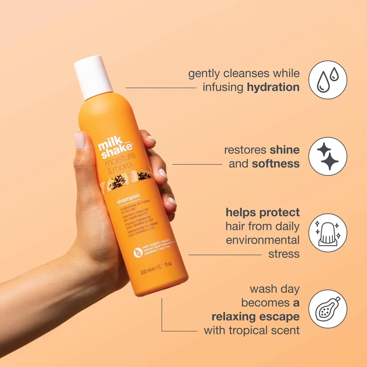 milk_shake Moisture & More Shampoo for Dry Hair 10.1 Oz | Hydrates & Revitalizes - view 3