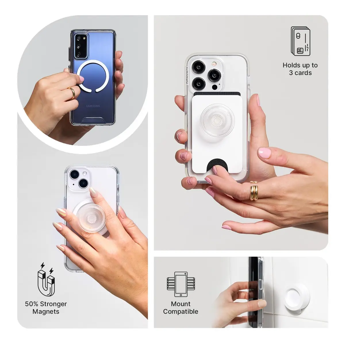 PopSockets Phone Grip for MagSafe | Magnetic Holder & Stand, Black Knurl, Aluminum & Polycarbonate, Universal - view 6