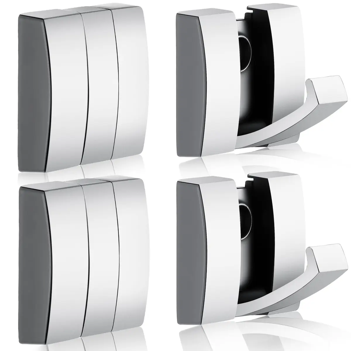 Queekay 4 Pcs Folding Hideaway Coat Hooks Space Aluminum | Retractable Wall Hanging Holder for Closet & Bathroom - main product image