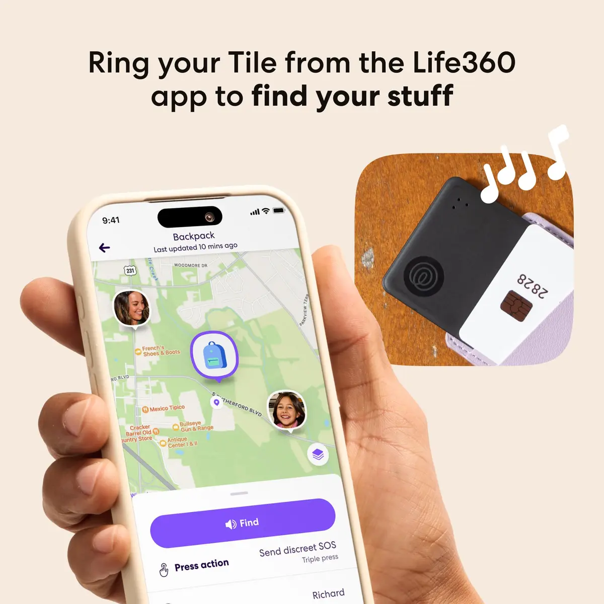 Life360 Tile Starter Pack - Bluetooth Trackers for Keys, Wallets & More | Phone Finder & SOS (2-Pack, Black Mate/Slim) - view 3