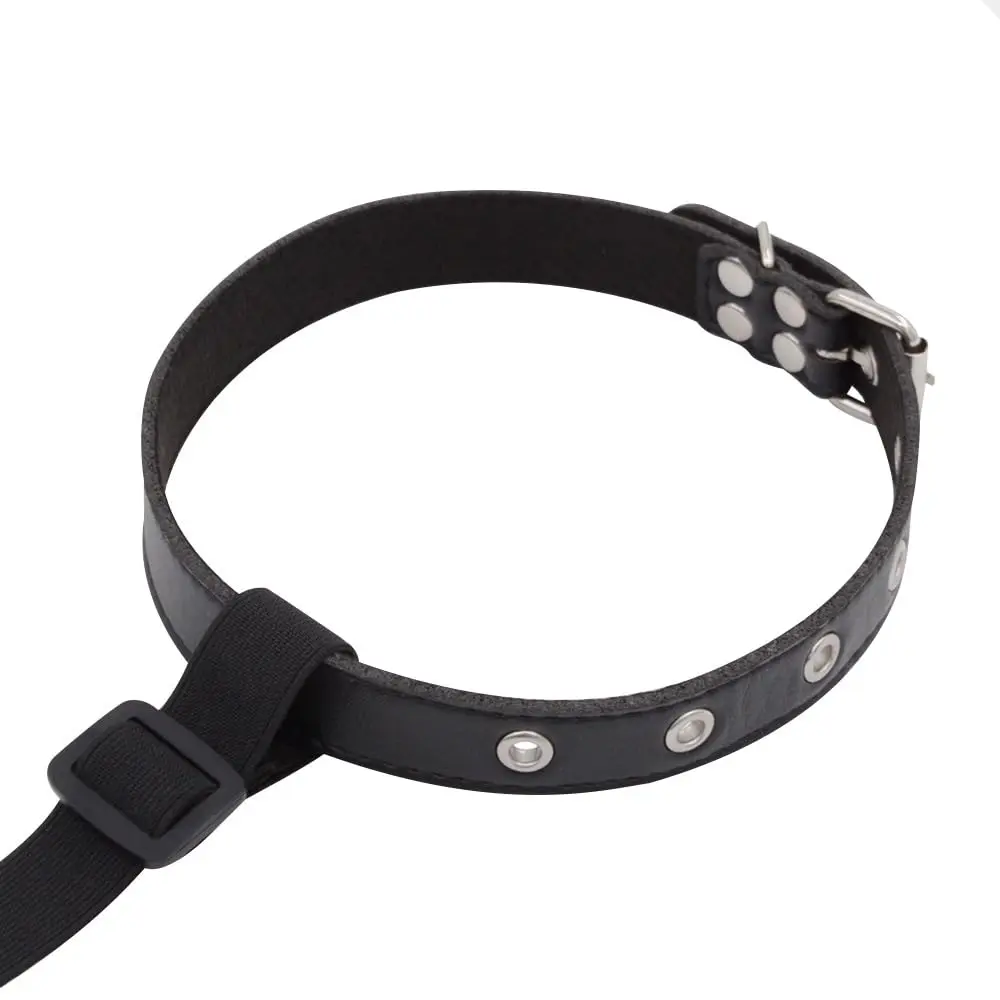 KLORVEU PU Leather Neck Collar Choker with Metal Nose Hook Buckle & Adjustable Pin Buckle | Black - view 6