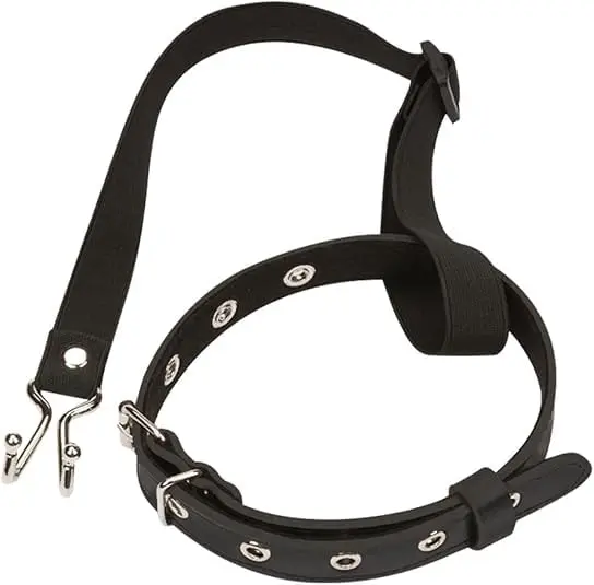 KLORVEU PU Leather Neck Collar Choker with Metal Nose Hook Buckle & Adjustable Pin Buckle | Black - view 2