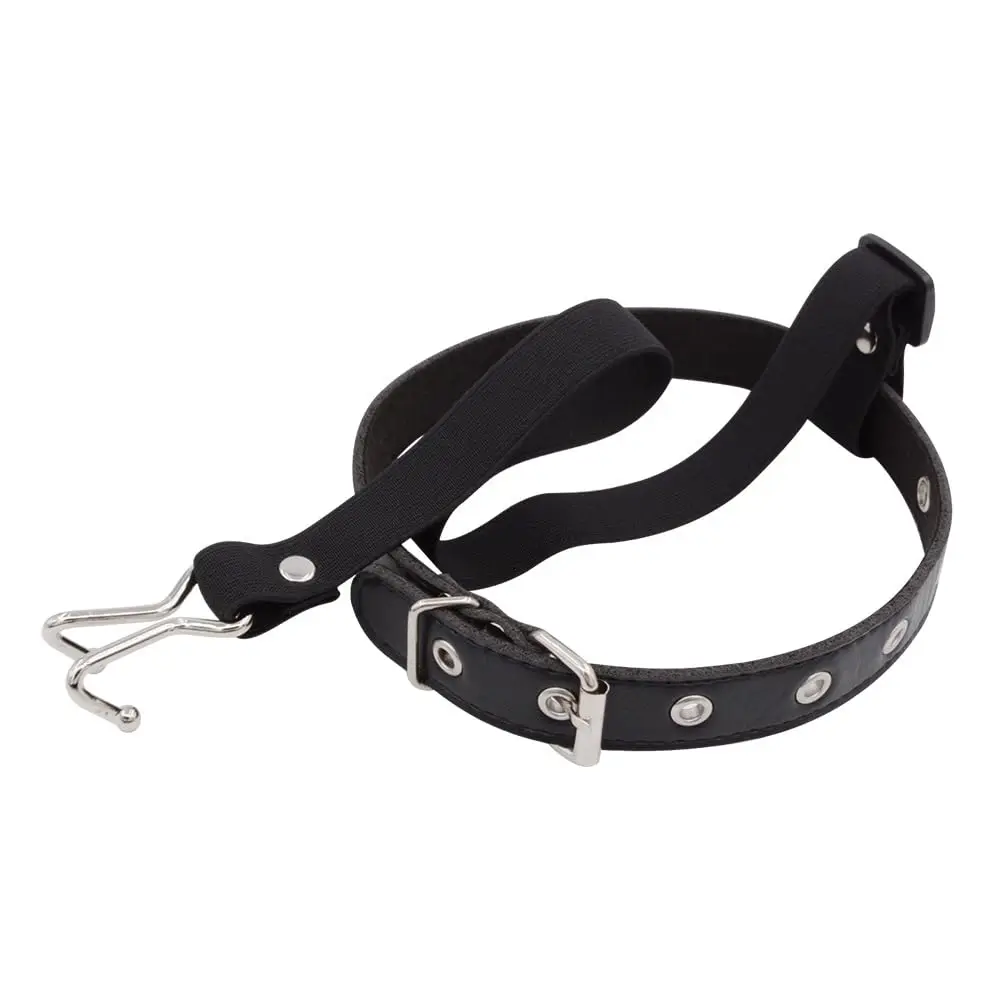 KLORVEU PU Leather Neck Collar Choker with Metal Nose Hook Buckle & Adjustable Pin Buckle | Black - view 4