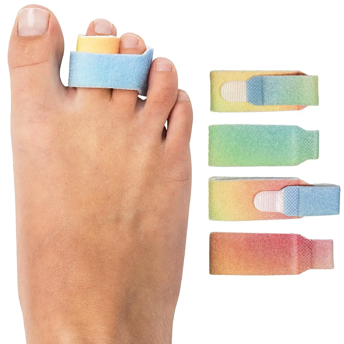 ZenToes Hammer Toe Straightener & Broken Toe Splint Wraps, 4 Ct | Soft Fabric Support for Middle Toes - main product image