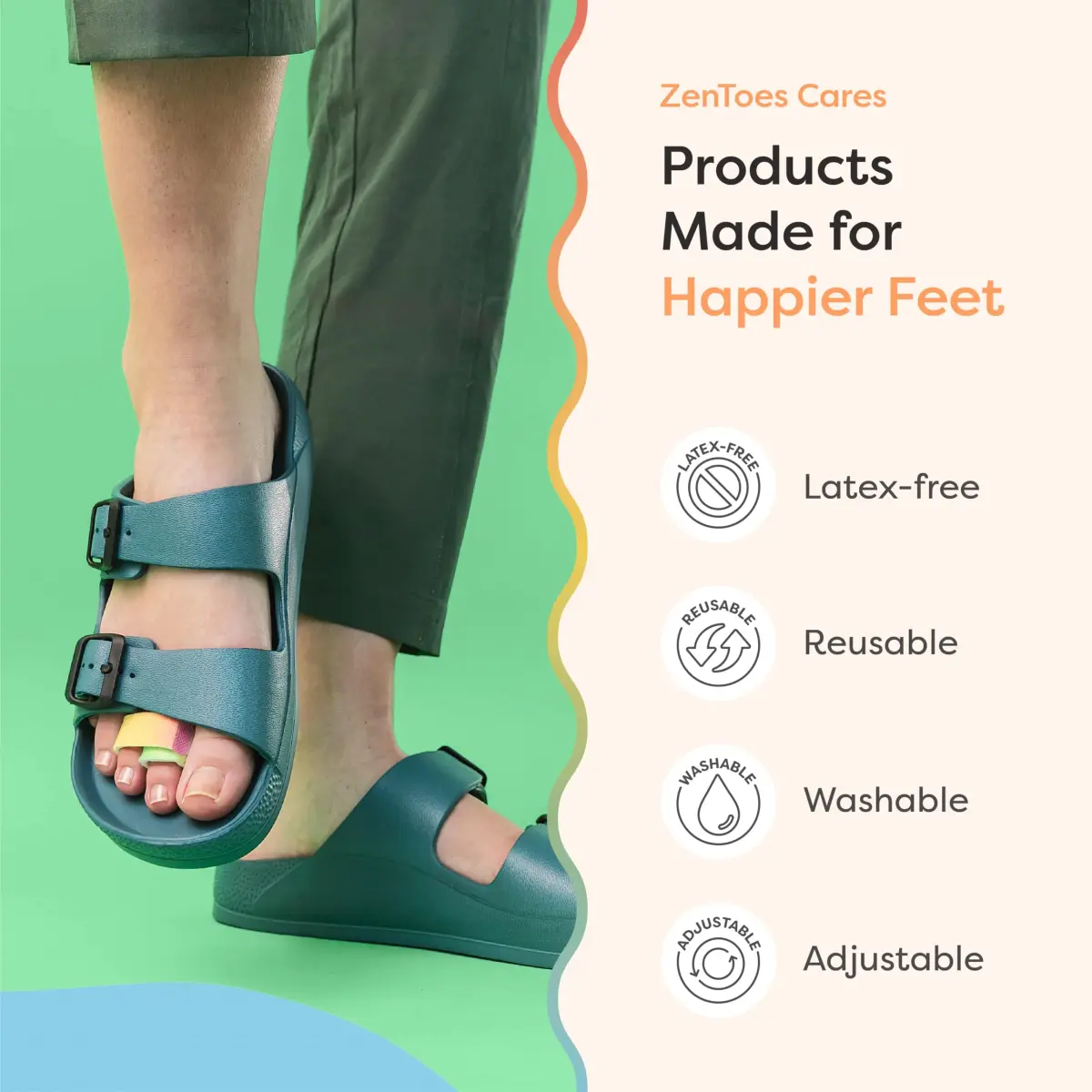 ZenToes Hammer Toe Straightener & Broken Toe Splint Wraps, 4 Ct | Soft Fabric Support for Middle Toes - view 7