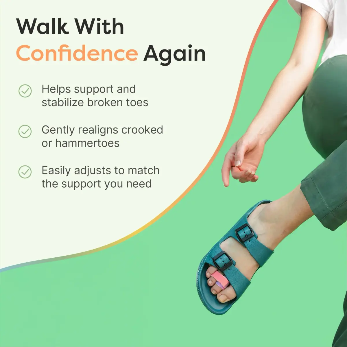 ZenToes Hammer Toe Straightener & Broken Toe Splint Wraps, 4 Ct | Soft Fabric Support for Middle Toes - view 2