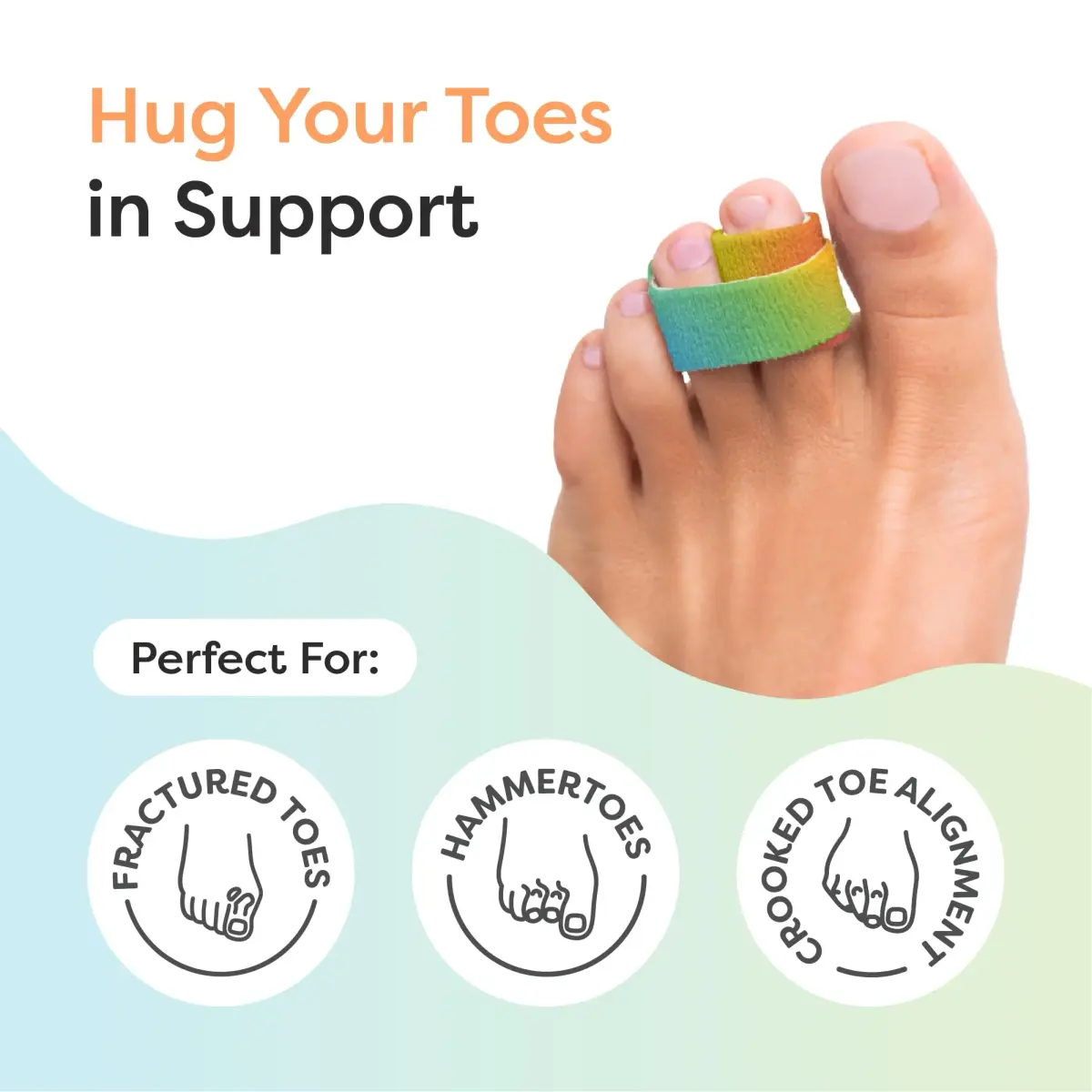 ZenToes Hammer Toe Straightener & Broken Toe Splint Wraps, 4 Ct | Soft Fabric Support for Middle Toes - view 3