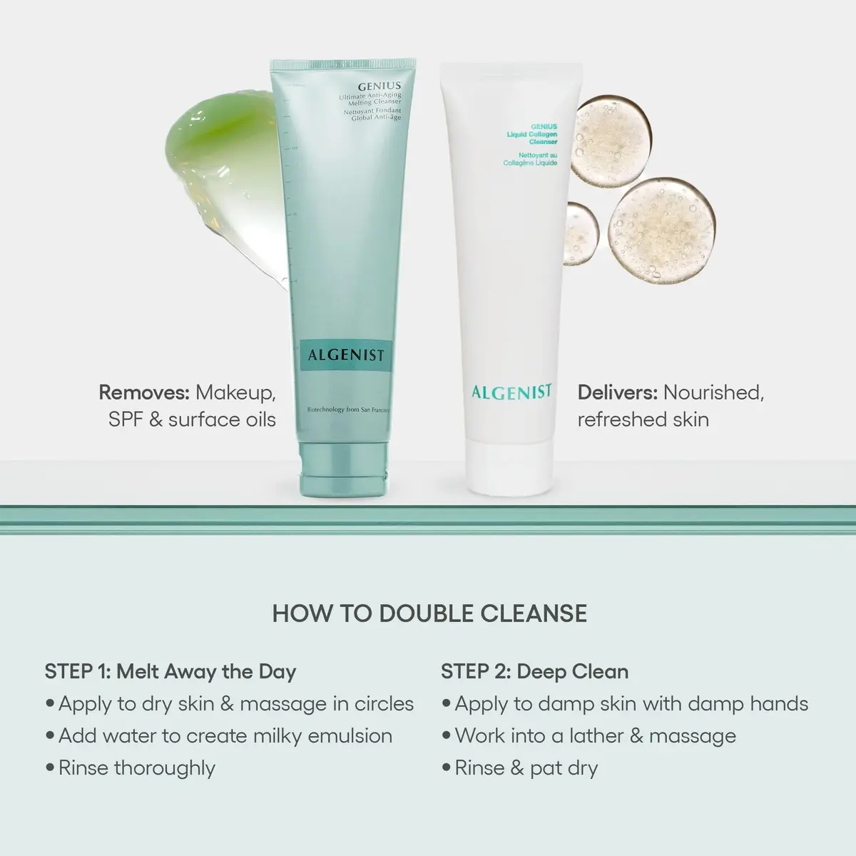 Algenist GENIUS Liquid Collagen Cleanser - Gel-to-Cream Foaming Cleanser for Removing Makeup, Dirt, Oil, Sunscreen & Environmental Aggressors for Soft, Nourished Skin (150ml) - view 7